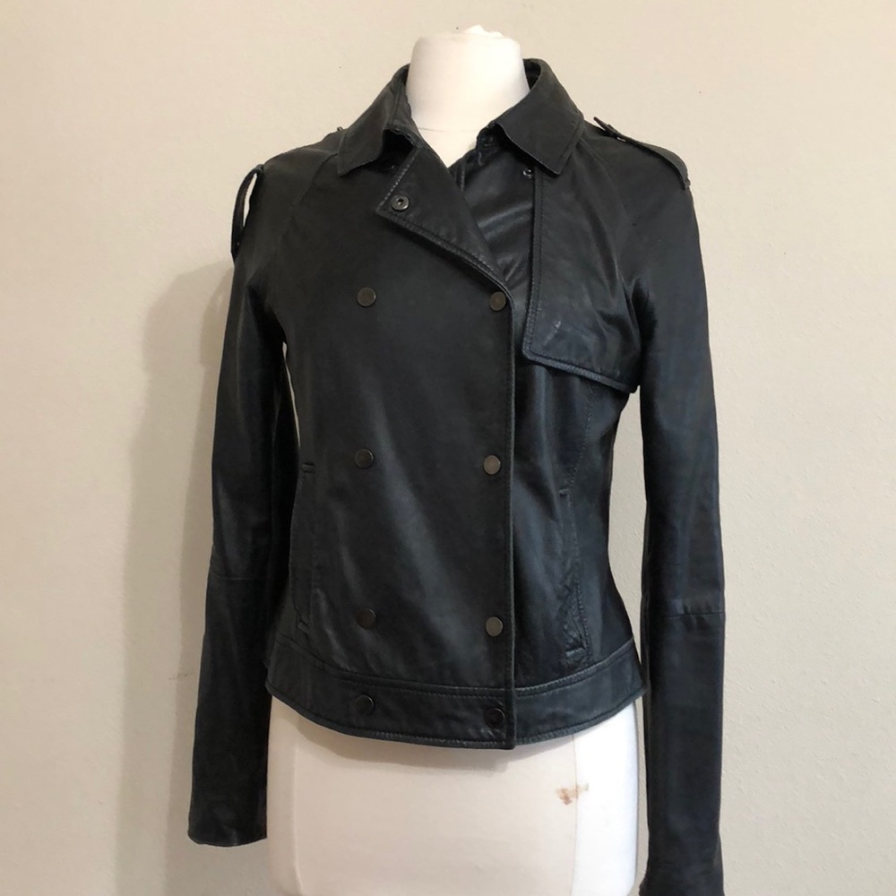 Calvin Klein black leather Moto Jacket